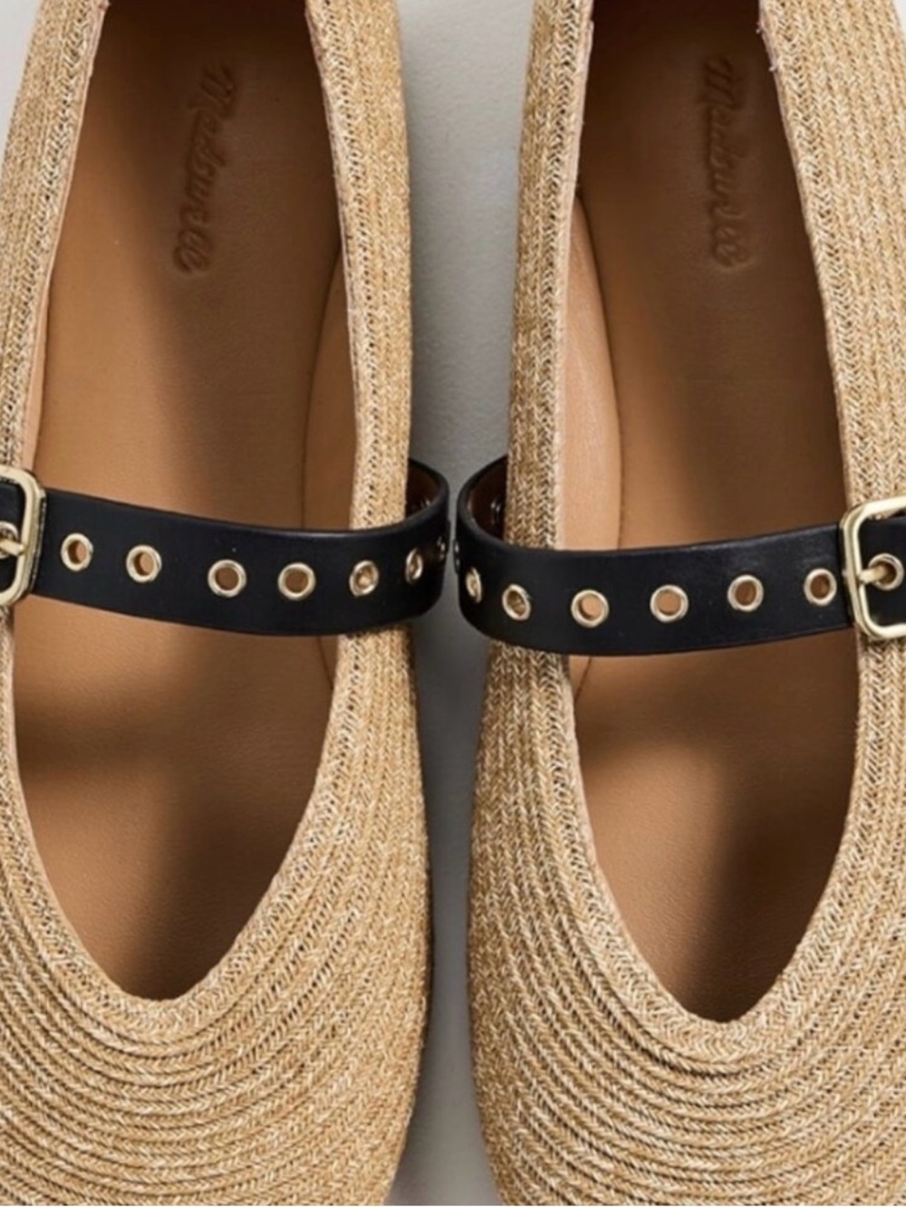 Madewell The Remy Mary Jane Flat in straw - Picture 3 of 7